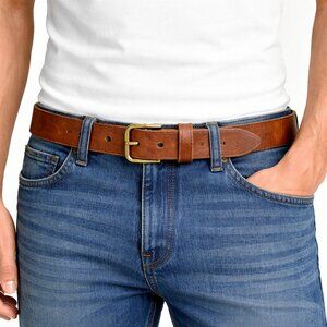 Men’s Handmade Canadian Full Grain Veg Tan Leather Belt 1.25” Brass 34